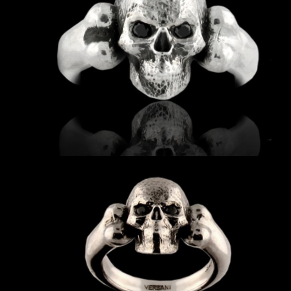 Versani fine sliver ring with real black diamonds